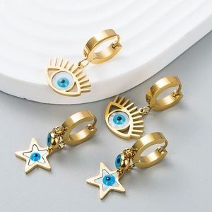 Evil Eye Earrings Set Stainless Steel